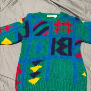 Vintage- Just Cristina Colorful Geometric Pattern Sweater